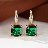 Mystic Sapphire Stone Hoop Gold Earrings